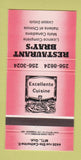 Matchbook Cover - Restaurant Bray's Montreal QC RED 30 Strike