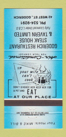 Matchbook Cover - Goderich Restaurant Steak ON BLUE 30 Strike