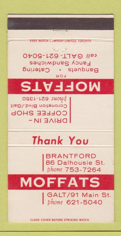 Matchbook Cover - Moffats Restaurant Brantford Galt ON 30 Strike