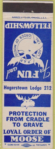 Matchbook Cover - Matchbook Cover Moose Lodge Hagerstown MD