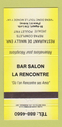 Matchbook Cover - Restaurant De Mailly QC YELLOW 30 Strike