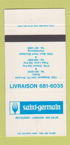 Matchbook Cover - Saint Germain Sillery Ste Foy Charlesbourg QC 30 Strike