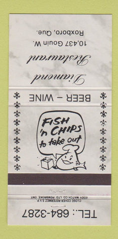 Matchbook Cover - Diamond Restuarant Roxboro QC GRAY 30 Strike