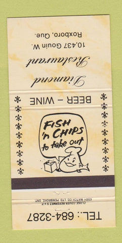 Matchbook Cover - Diamond Restuarant Roxboro QC YELLOW 30 Strike