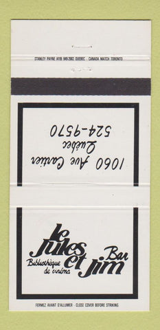 Matchbook Cover - Le Jules Bar Et Jim Quebec QC 30 Strike