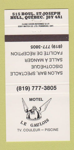 Matchbook Cover - Motel Le Gaulois Disco Hull QC 30 Strike