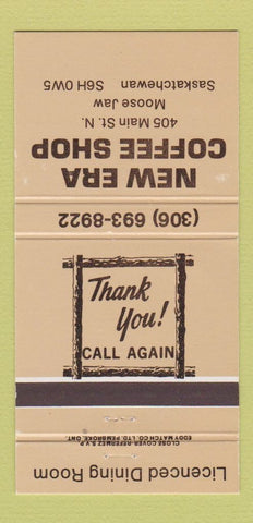 Matchbook Cover - New Era Coffee Shop Moose Jaw SK 30 Strike