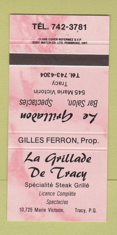 Matchbook Cover - Le Grilladon De Tracy QC PINK 30 Strike
