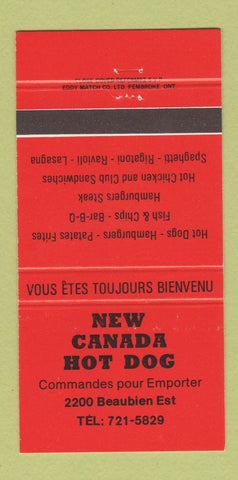 Matchbook Cover - New Canada Hot Dog QC Quebec 30 Strike