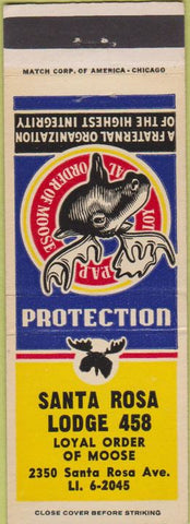Matchbook Cover - Matchbook Cover Moose Lodge Santa Rosa CA