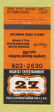 Matchbook Cover - 27 Tavern Restaurant Etobicoke ON 30 Strike