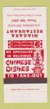 Matchbook Cover - Niagara Restaurant Caledonia ON Chinese 30 Strike