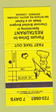 Matchbook Cover - Forum Drive In Restaurant Oshawa ON 30 Strike