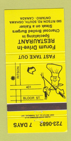 Matchbook Cover - Forum Drive In Restaurant Oshawa ON 30 Strike