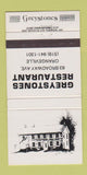 Matchbook Cover - Greystones Restaurant Orangeville ON WEAR 30 Strike