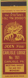 Matchbook Cover - Matchbook Cover Moose Lodge Carlisle PA