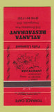 Matchbook Cover - Atlanta Restaurant Orangeville ON 30 Strike