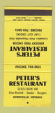 Matchbook Cover - Peter's Restaurant Huntsville ON 30 Strike