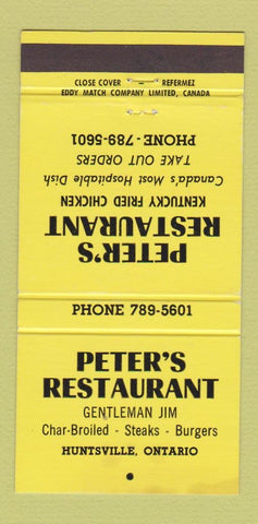 Matchbook Cover - Peter's Restaurant Huntsville ON 30 Strike