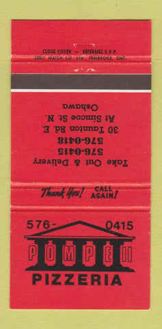 Matchbook Cover - Pompeii Pizza Oshawa ON 30 Strike