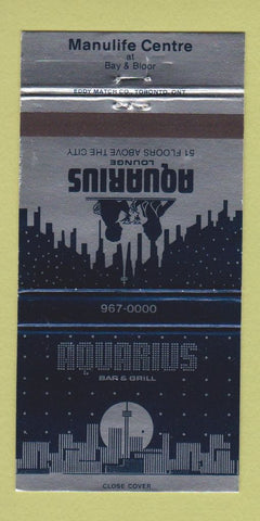 Matchbook Cover - Aquarius Bar Grill Toronto? ON 30 Strike