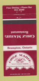 Matchbook Cover - Chez Marie Restaurant Brampton ON 30 Strike