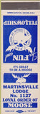 Matchbook Cover - Matchbook Cover Moose Lodge Martinsville IN