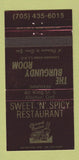Matchbook Cover - Sweet n Spicy Restaurant Alliston ON 30 Strike
