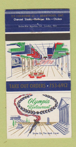 Matchbook Cover - Olympic Restaurant Brantford ON 30 Strike