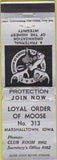 Matchbook Cover - Matchbook Cover Moose Lodge Marshalltown IA WEAR