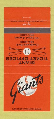 Matchbook Cover - San Francisco Giants Baseball CA  30 Strike