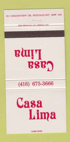 Matchbook Cover - Casa Lima Rexdale ON 30 Strike