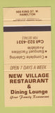 Matchbook Cover - New Village Restaurant Hamilton ON 30 Strike