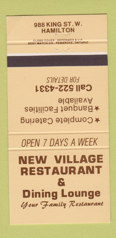 Matchbook Cover - New Village Restaurant Hamilton ON 30 Strike