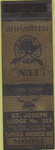 Matchbook Cover - Matchbook Cover Moose Lodge St Joseph MO