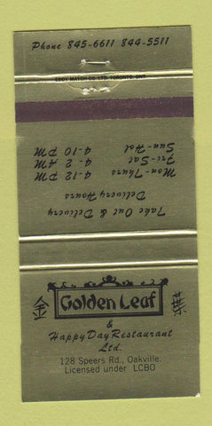 Matchbook Cover - Golden Leaf Chinese Restaurant Oakville ON 30 Strike