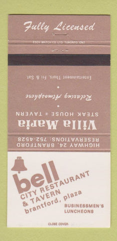 Matchbook Cover - Bell City Restaurant Tavern Brantford ON 30 Strike