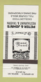 Matchbook Cover - Peter & John's Restaurant Tavern Wiarton ON 30 Strike