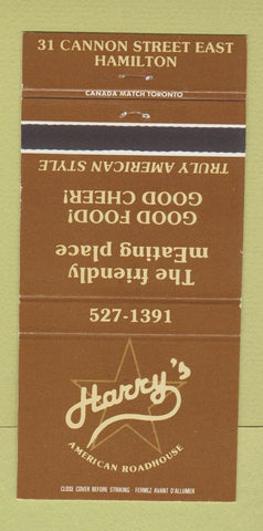 Matchbook Cover - Harry's Roadhouse Hamilton ON 30 Strike
