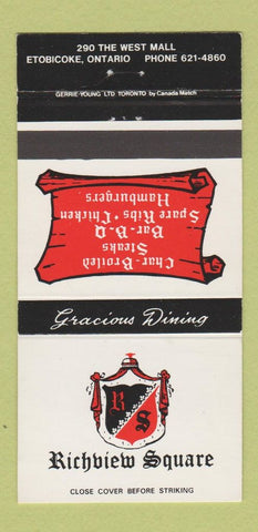 Matchbook Cover - Richview Square Etobicoke ON  30 Strike