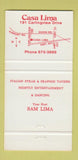 Matchbook Cover - Casa Lima Toronto ON Italian 30 Strike