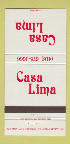 Matchbook Cover - Casa Lima Rexdale ON 30 Strike