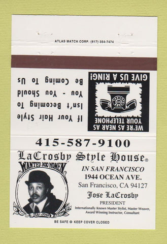Matchbook Cover - LaCrosby Style House San Francisco CA 40 Strike