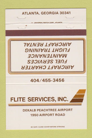 Matchbook Cover - Flite Service airplane Atlanta GA 40 Strike