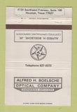 Matchbook Cover - Alfred Boelsche Optical Houston TX STICKER WEAR 40 Strike