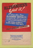Matchbook Cover - Alexander Motor Chrysler Parts MOPAR Dallas TX 40 Strike