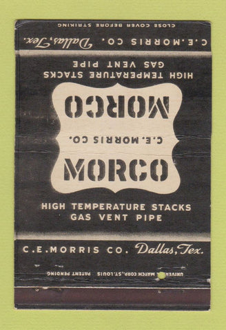 Matchbook Cover - Morco Gas Vent Pipe Dallas TX 40 Strike