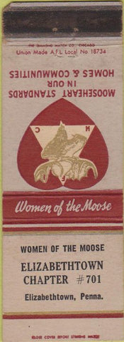 Matchbook Cover - Matchbook Cover Moose Lodge Elizabethtown PA Womens WEAR