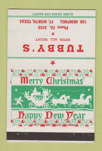 Matchbook Cover - Tubby's Fort Worth TX Christmas 40 Strike