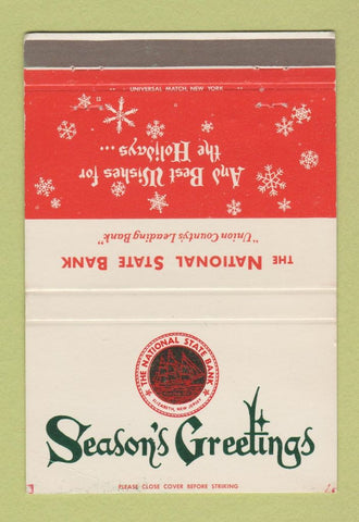 Matchbook Cover National State Bank Rahway Hillside Plainfield NJ WEAR 40 Strike
